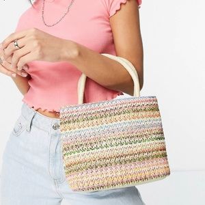 ASOS DESIGN Straw basket bag in multicolor weave